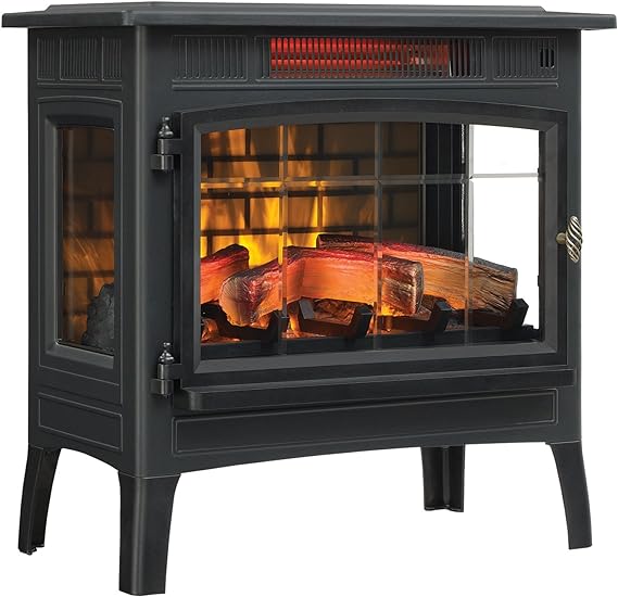 Duraflame Electric Infrared Quartz Fireplace Stove with 3D Flame Effect, Black