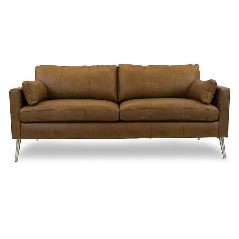 Gaia 81” Genuine Leather Square Arm Sofa